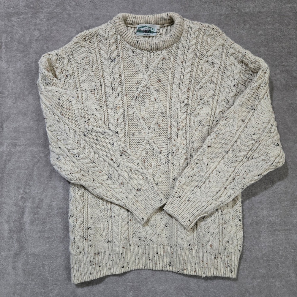 Aran Crafts Cable Knit Wool Sweater Men Large Irish Fisherman Pullover  Heritage